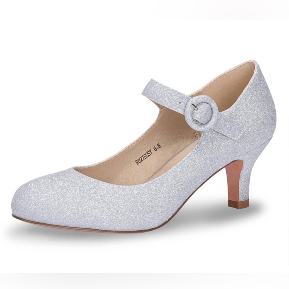 IDIFU Women Jessy Mary Jane Shoes Low Kitten Heels Closed Round Toe Pumps Size 9